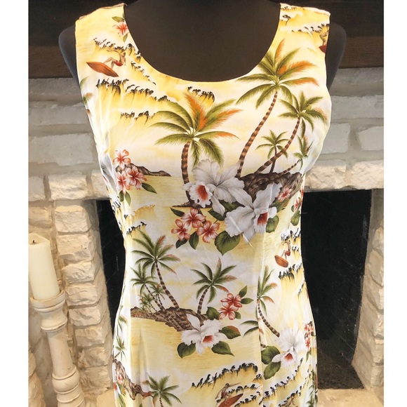 1990s Hawaiian Dress, Surfer Novelty Graphic Kitschy Print, SZ 10, Medium - Picture 1 of 8